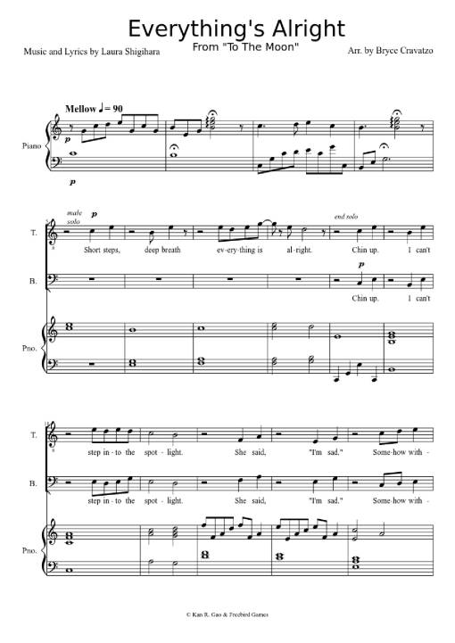 Sheet Music PDF for Everything's Alright Piano