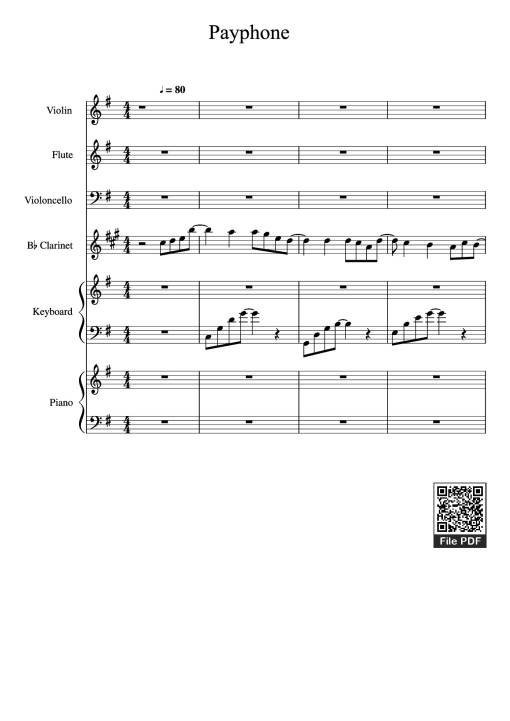 Sheet Music PDF for Payphone Piano - Undefined