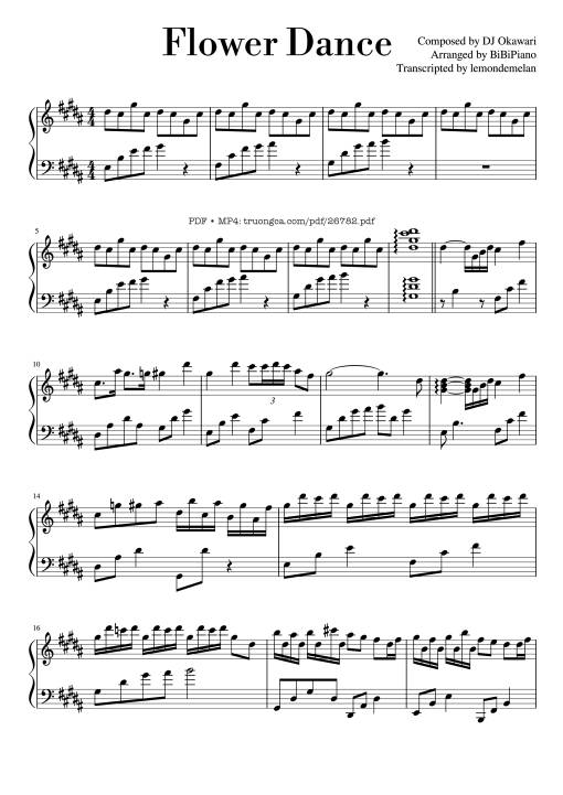Sheet Music PDF for Flower Dance Piano