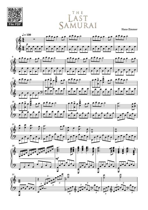 Sheet Music PDF for The Last Samurai Piano
