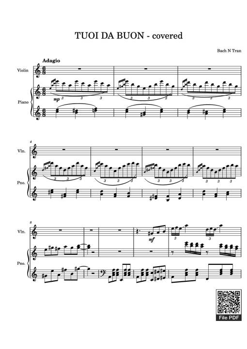 Sheet Music PDF for TUOI DA BUON - covered Piano