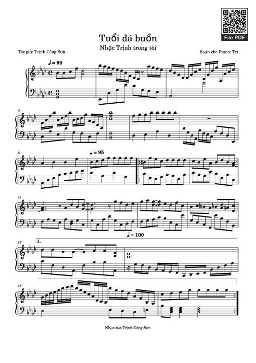 Sheet Music PDF for Tuổi đá buồn Piano
