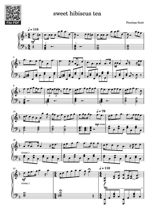 Sheet Music PDF for sweet hibiscus tea Piano