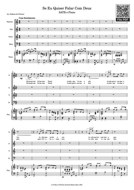 Sheet Music PDF for Se Eu Quiser Falar Com Deus Piano