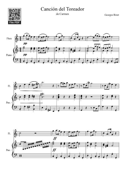 Sheet Music PDF for Canción del Toreador Piano