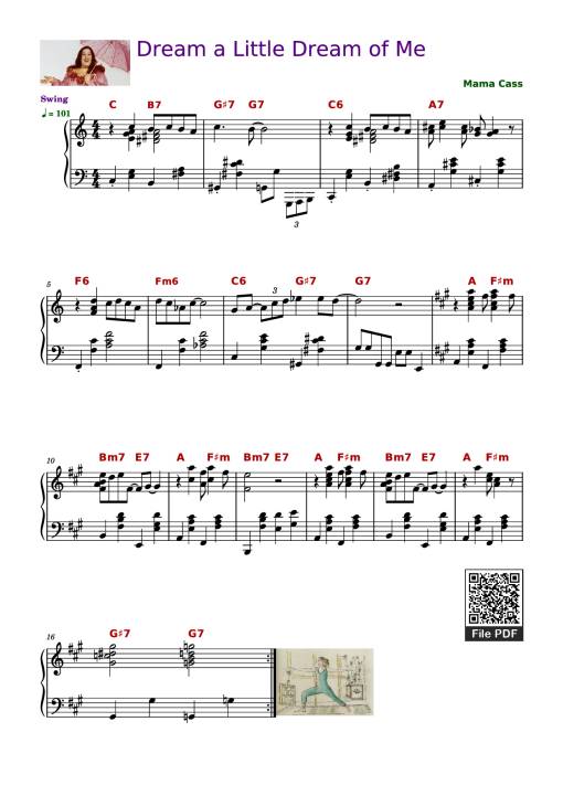 Sheet Music PDF for Dream a little dream of me - The Mamas & The Papas