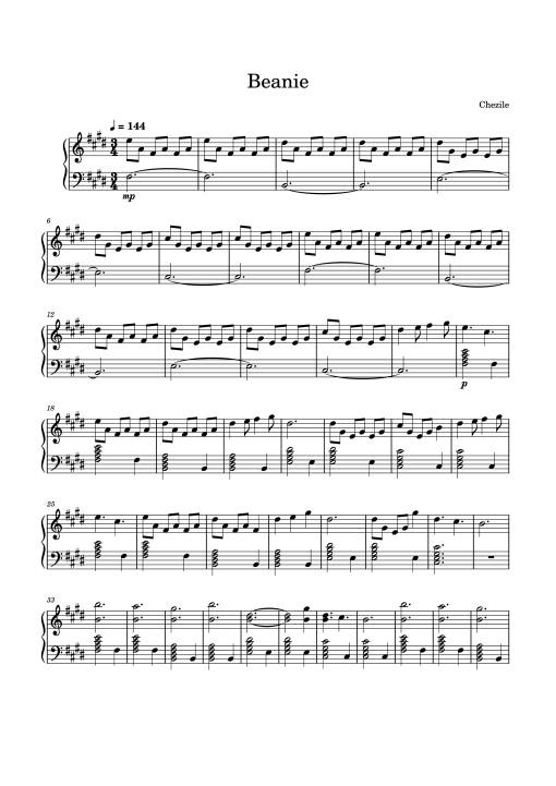 Sheet Music PDF for Beanie Piano - Chezile