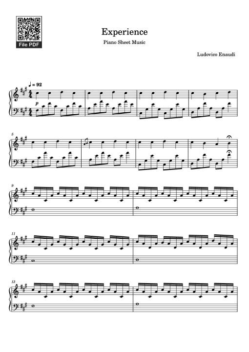 Sheet Music PDF for Experience Piano