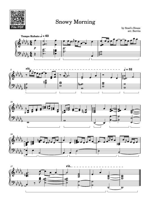 Sheet Music PDF for Snowy Morning Piano