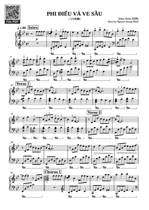 Sheet Music PDF for PHI ĐIỂU VÀ VE SẦU Piano