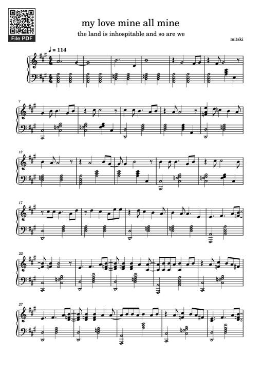 Sheet Music PDF for my love mine all mine Piano