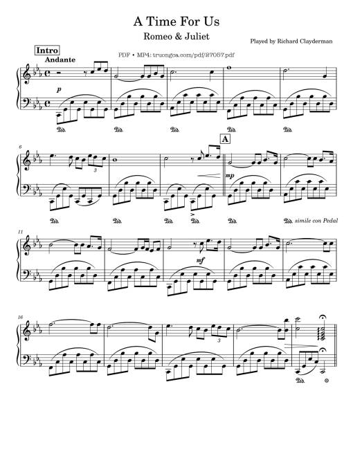 A Time For Us Piano - Played By Richard Clayderman