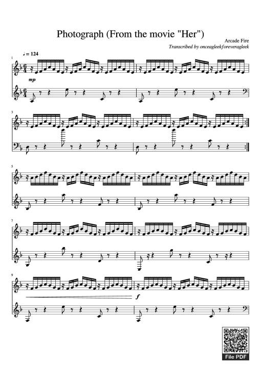 Sheet Music PDF for Photograph (From the movie Her) Piano
