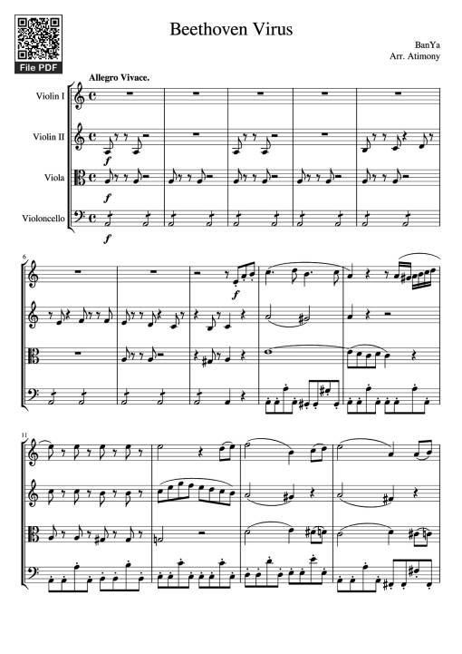 Sheet Music PDF for Beethoven Virus Violin