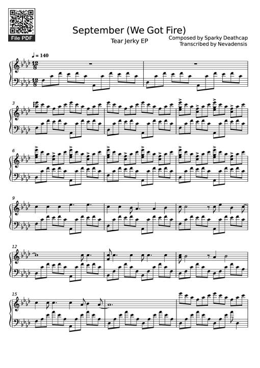 September (We Got Fire) Piano