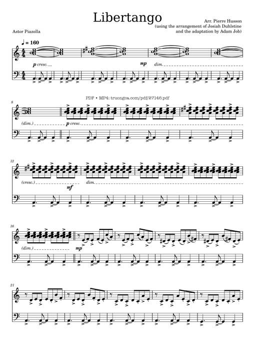 Sheet Music PDF for Libertango Piano