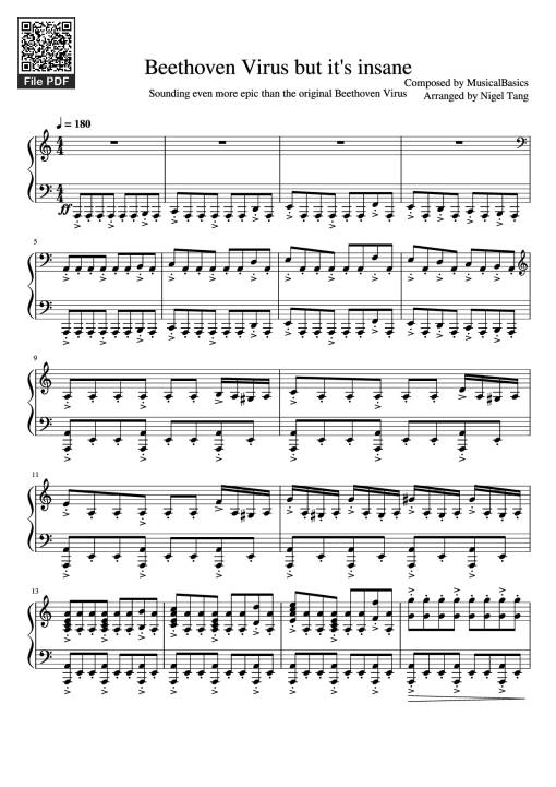 Sheet Music PDF for Beethoven Virus but it's insane Piano