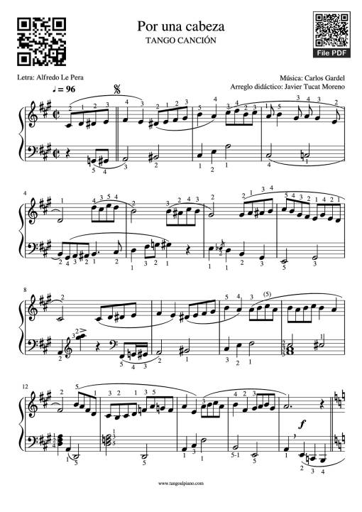 Sheet Music PDF for Por una cabeza Piano