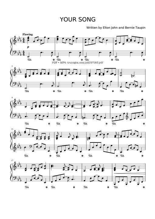 Sheet Music PDF for YOUR SONG Piano