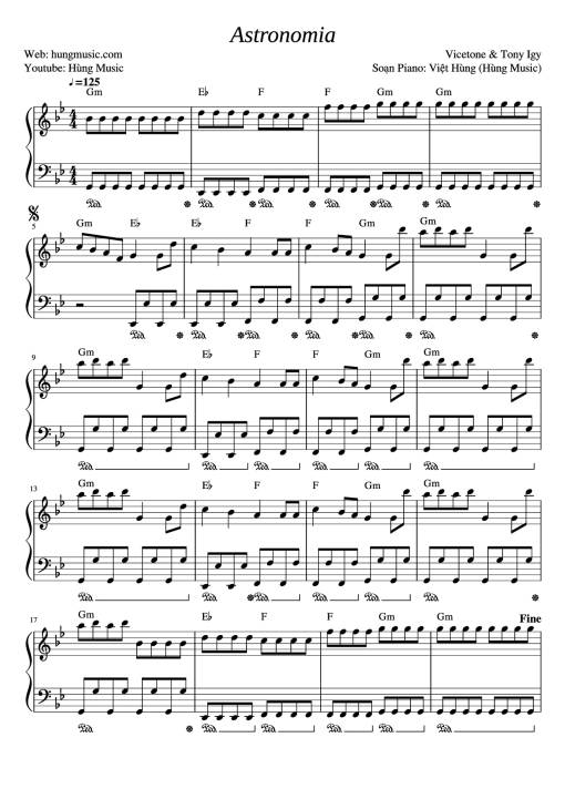 Sheet Music PDF for Astronomia Piano