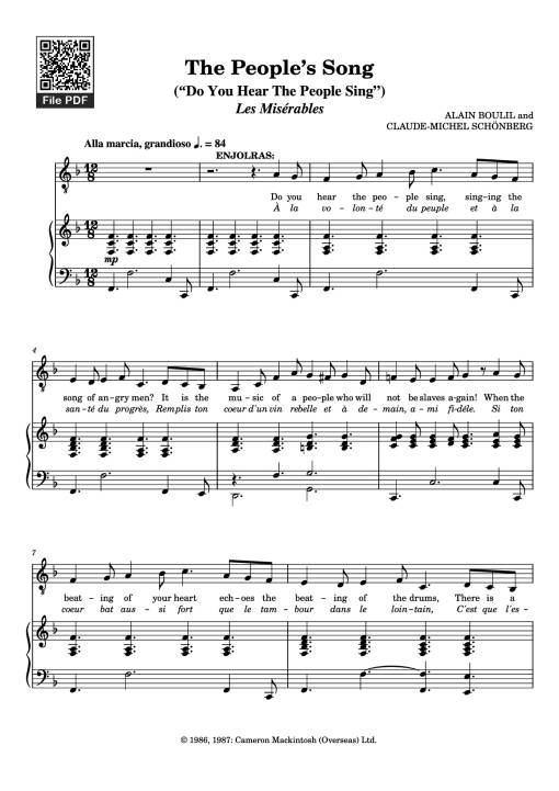 Sheet Music PDF for The People’s Song Piano