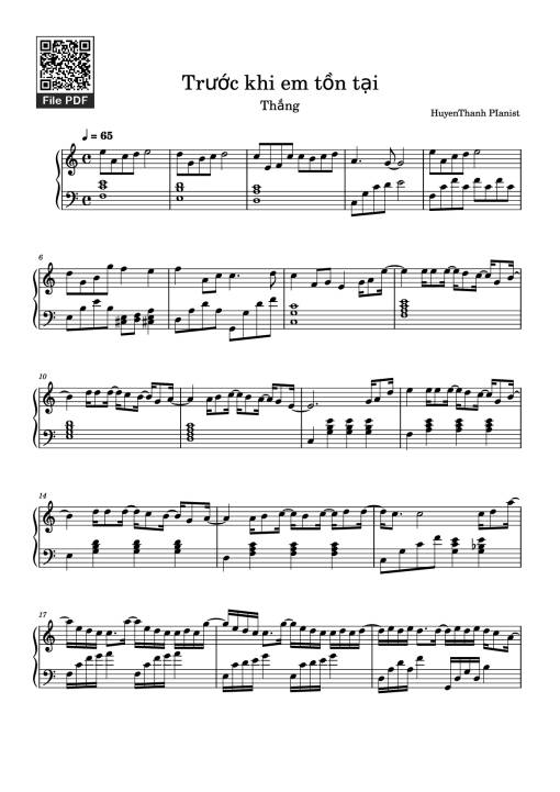 Sheet Music PDF for Trước khi em tồn tại Piano