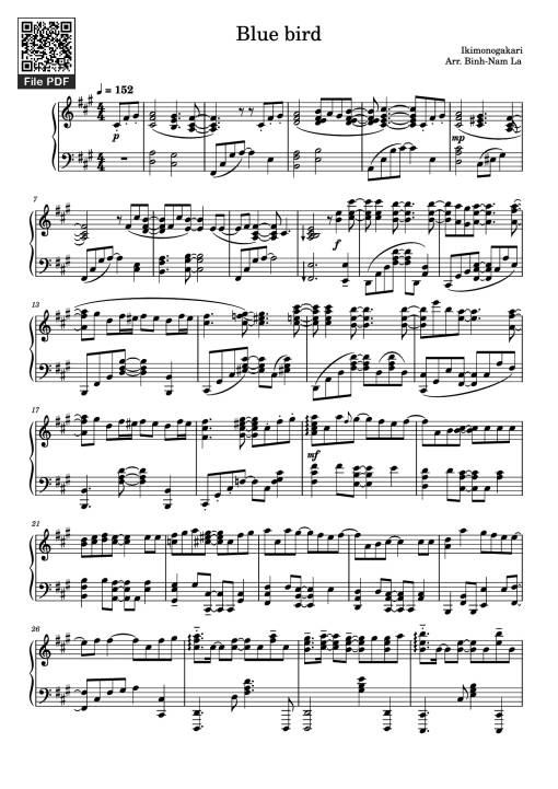 Sheet Music PDF for Blue bird Piano