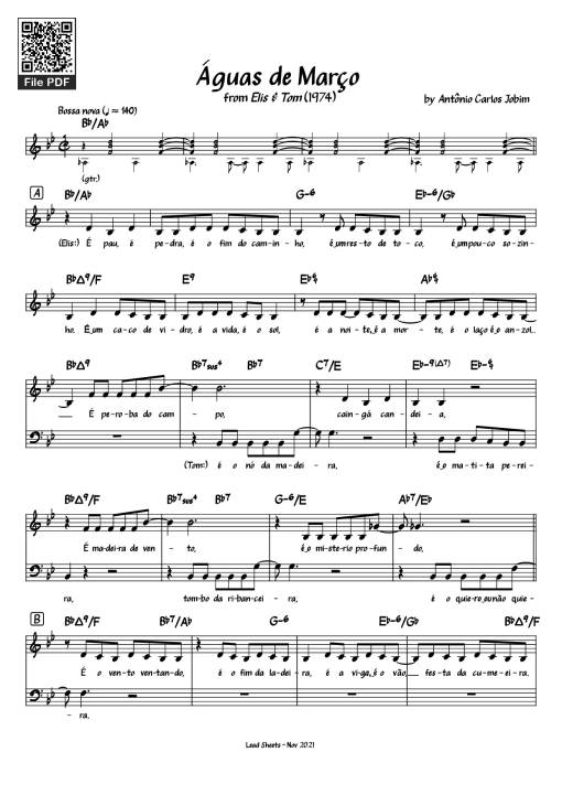 Sheet Music PDF for Águas de Março Piano