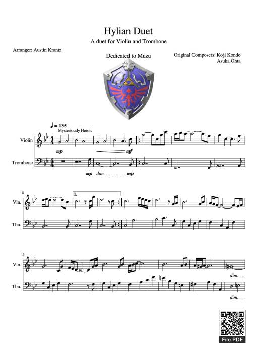 Hylian Duet Violin - Original Composers: Koji Kondo