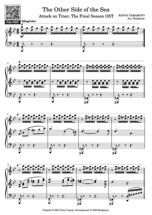 Sheet Music PDF for The Other Side of the Sea Piano
