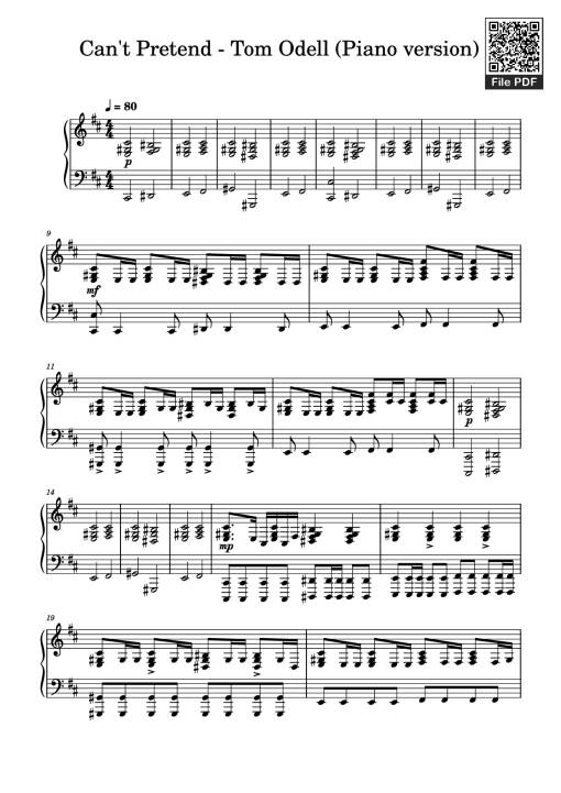 Can't Pretend - Tom Odell (Piano version)