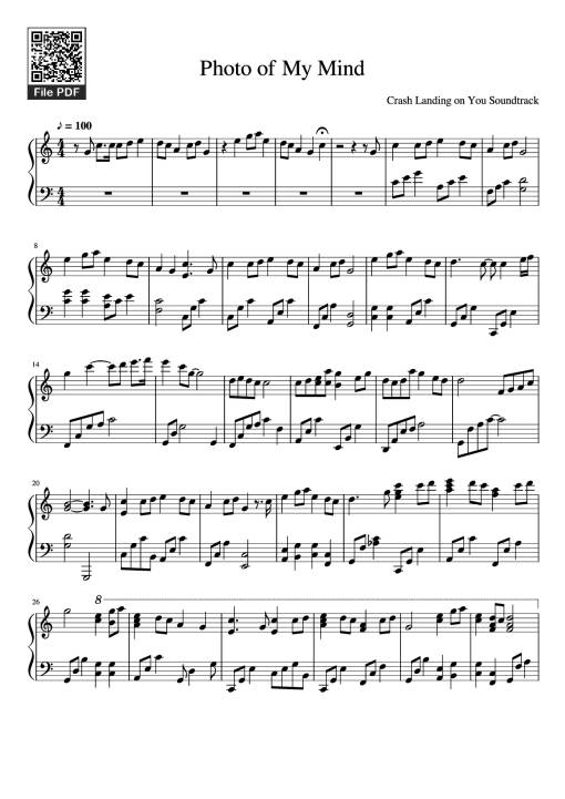 Sheet Music PDF for Photo of My Mind Piano