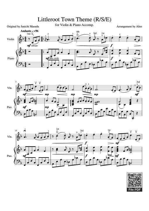 Sheet Music PDF for Littleroot Town Theme (R/S/E) Piano