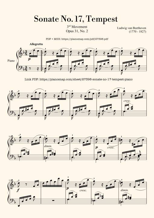 Sonate No. 17, Tempest (3rd Movement)