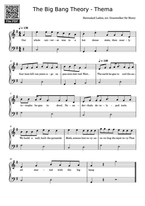 Sheet Music PDF for The Big Bang Theory - Thema Piano