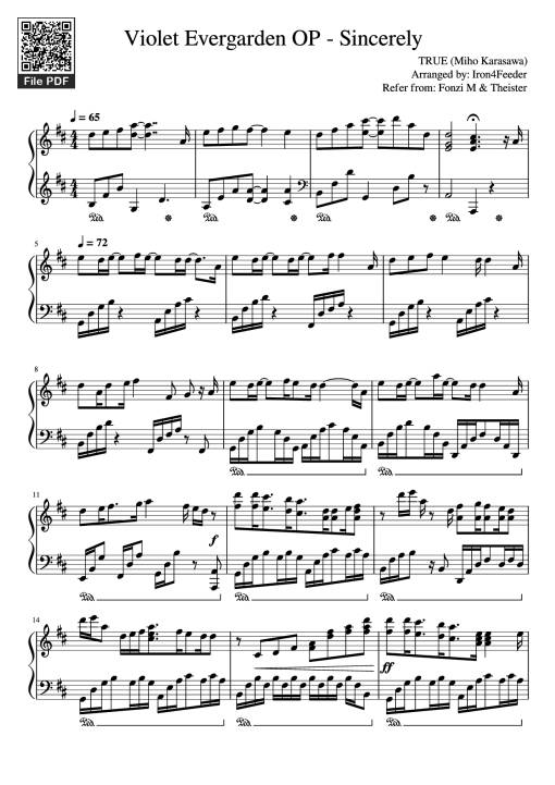 Violet Evergarden OP - Sincerely Piano