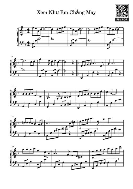 Sheet Music PDF for Xem Như Em Chẳng May Piano