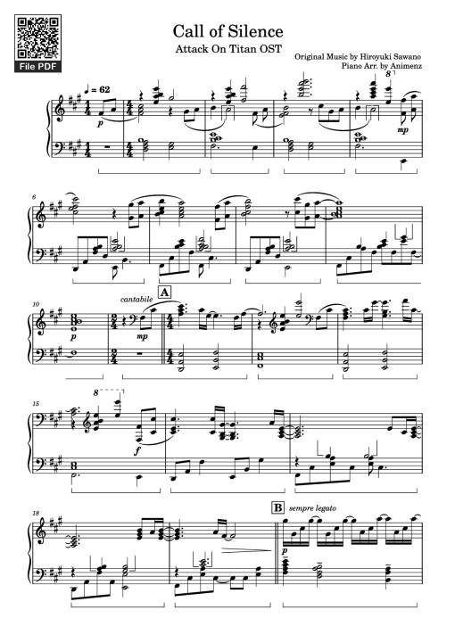 Sheet Music PDF for Call of Silence Piano