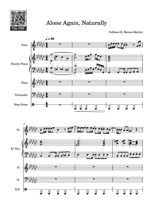 Sheet Music PDF for Alone Again, Naturally Piano
