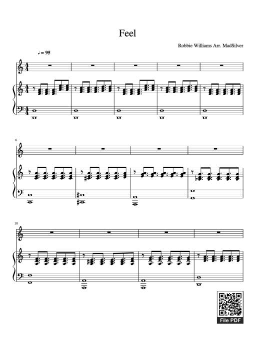 Sheet Music PDF for Feel Piano - Robbie Williams Arr. MadSilver