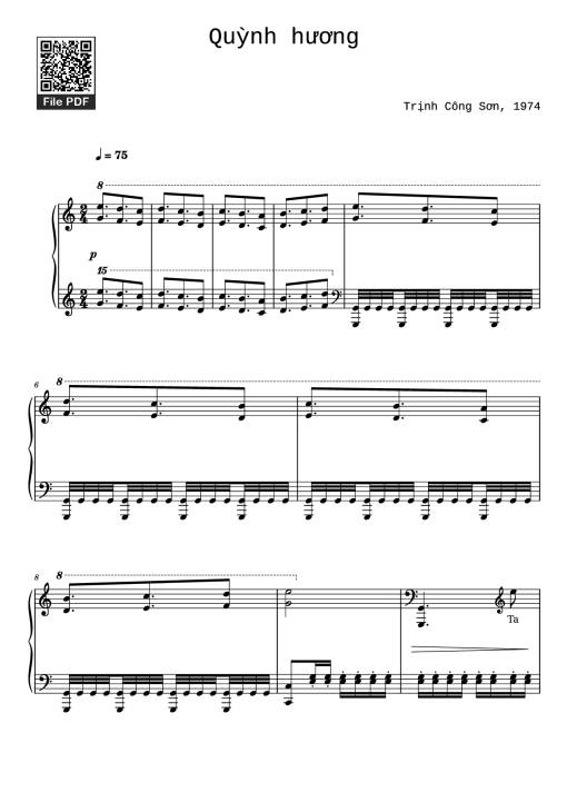 Sheet Music PDF for Quỳnh hương Piano