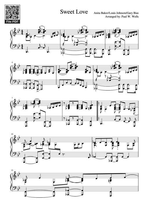 Sheet Music PDF for Sweet Love Piano