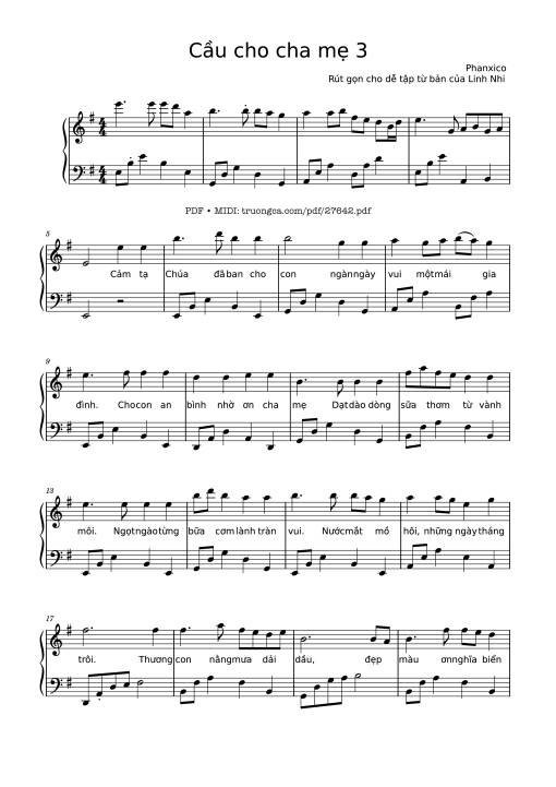 Cầu cho cha mẹ 3 Piano