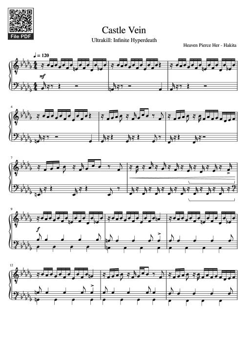 Sheet Music PDF for Castle Vein Piano