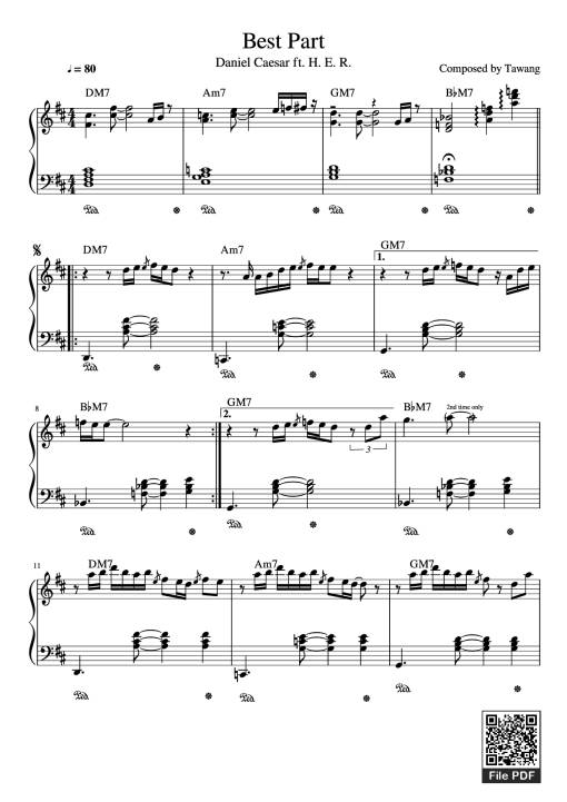 Sheet Music PDF for Best Part Piano