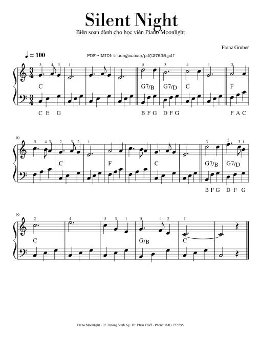 Sheet Music PDF for Silent Night Piano Easy