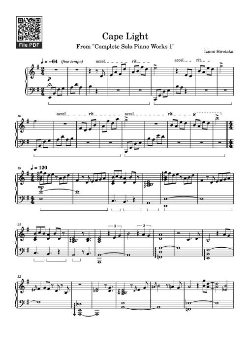 Sheet Music PDF for Cape Light Piano