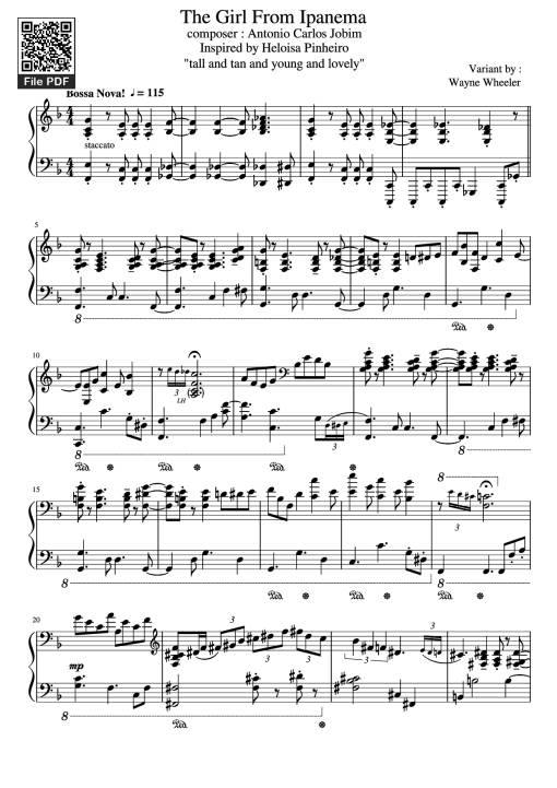 Sheet Music PDF for The Girl From Ipanema Piano
