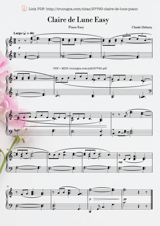 Claire de Lune Easy Piano
