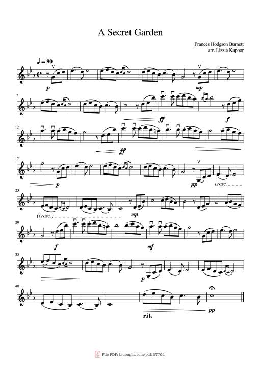 Sheet Music PDF for A Secret Garden Violin